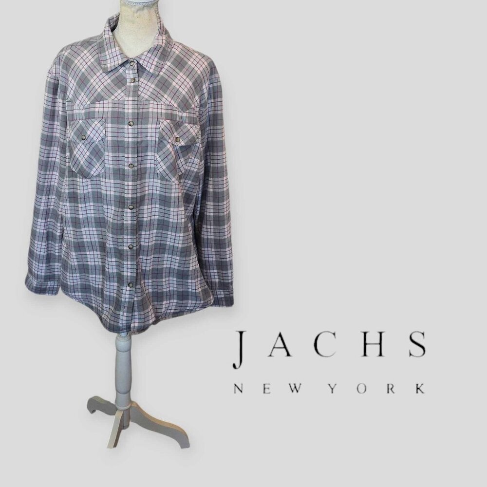 JACHS New York Girlfriend Faux Fur   Flannel Longsleeve Plaid Womens Plus XXL